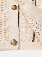 Stripe Crochet Button Up Shirt & Straight Leg Linen Pants
