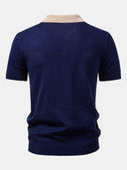 Textured Color Block Knit Polo & Slim Fit Tapered Trousers