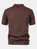 Stripe Jacquard Knit Polo Shirt & Straight Leg Ribbed Pants