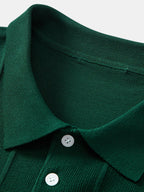 Stripe Jacquard Knit Polo Shirt & Straight Leg Ribbed Pants