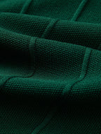 Stripe Jacquard Knit Polo Shirt & Straight Leg Ribbed Pants